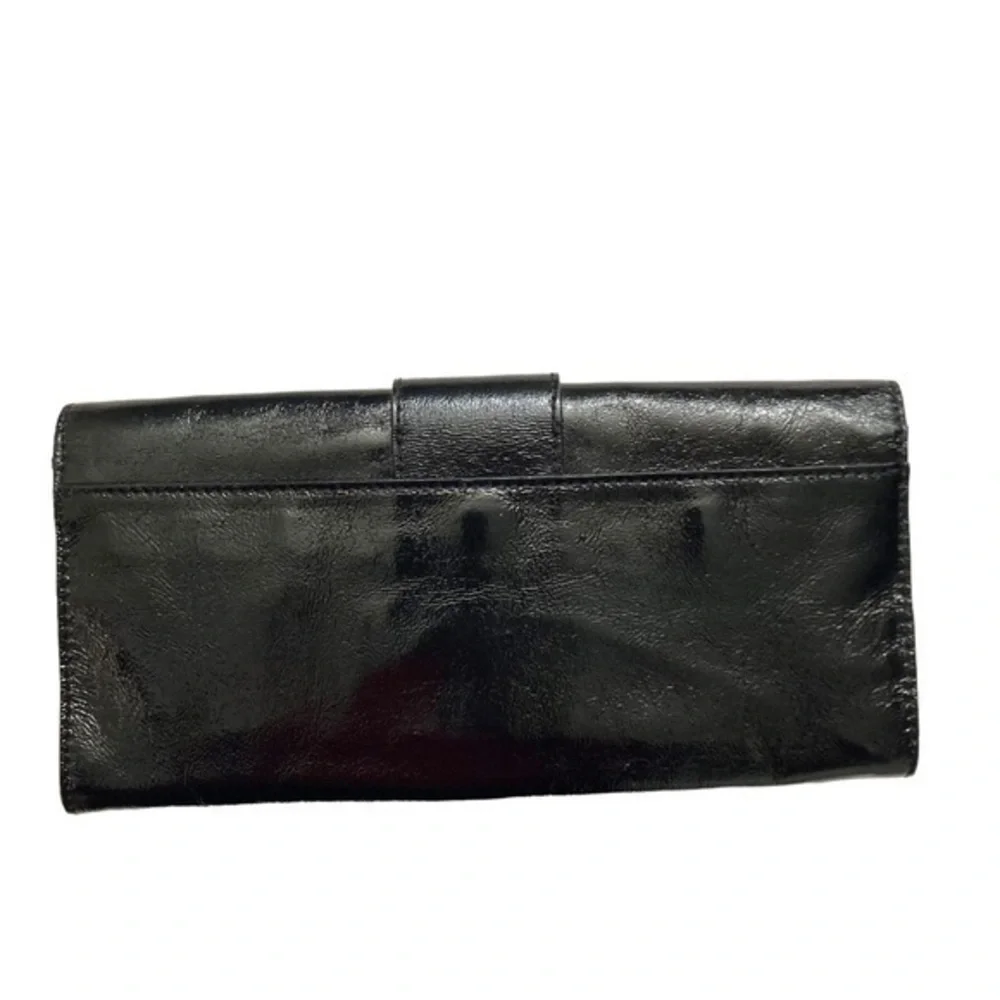 Michael kors black patent leather evening clutch bag